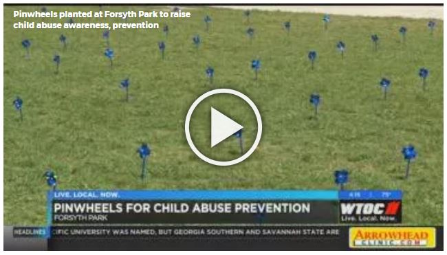 Pinwheels planted at Forsyth Park to raise child abuse awareness, prevention